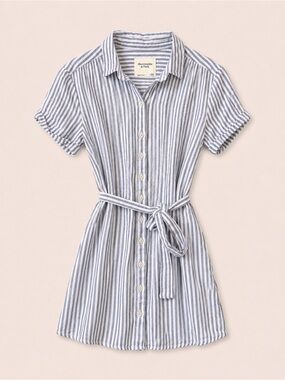 Abercrombie & Fitch Striped Linen Blend Mini Shirt Dress Women’s XSP